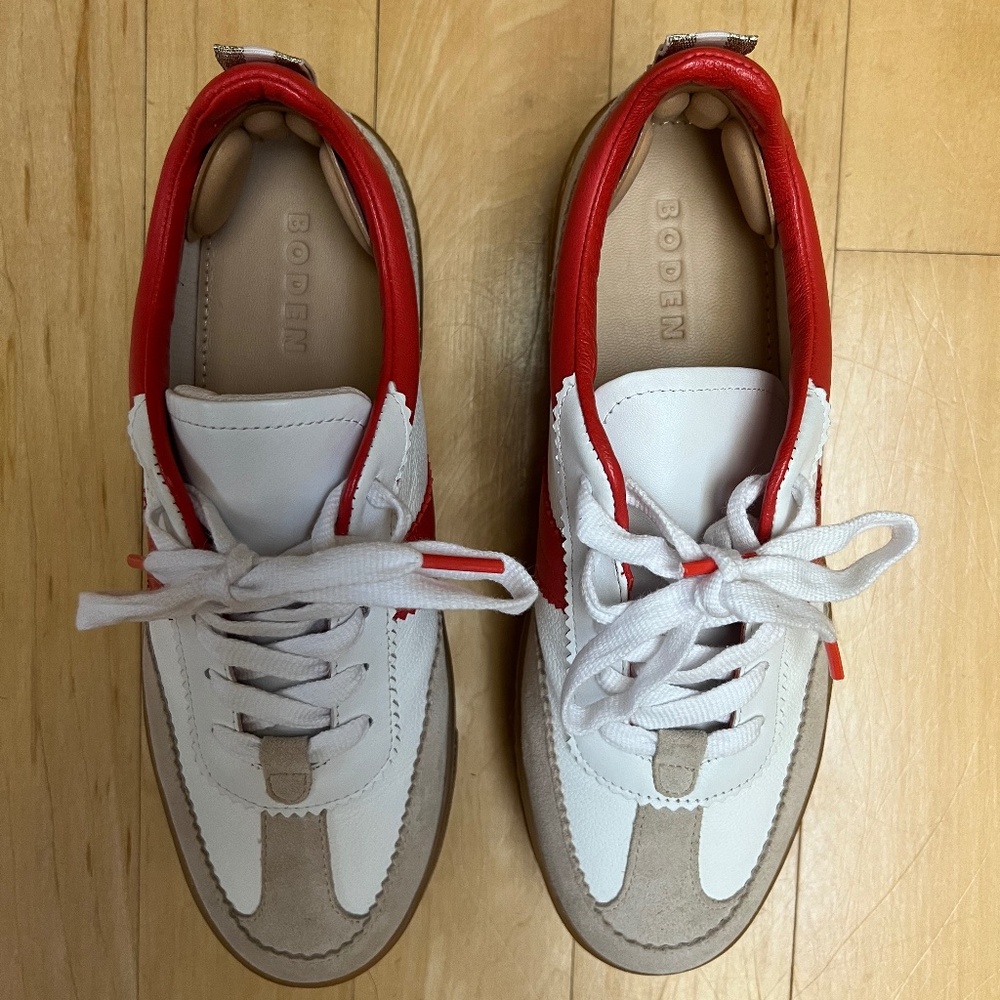 Boden Women’s Sneakers Red White NWOT SZ 39